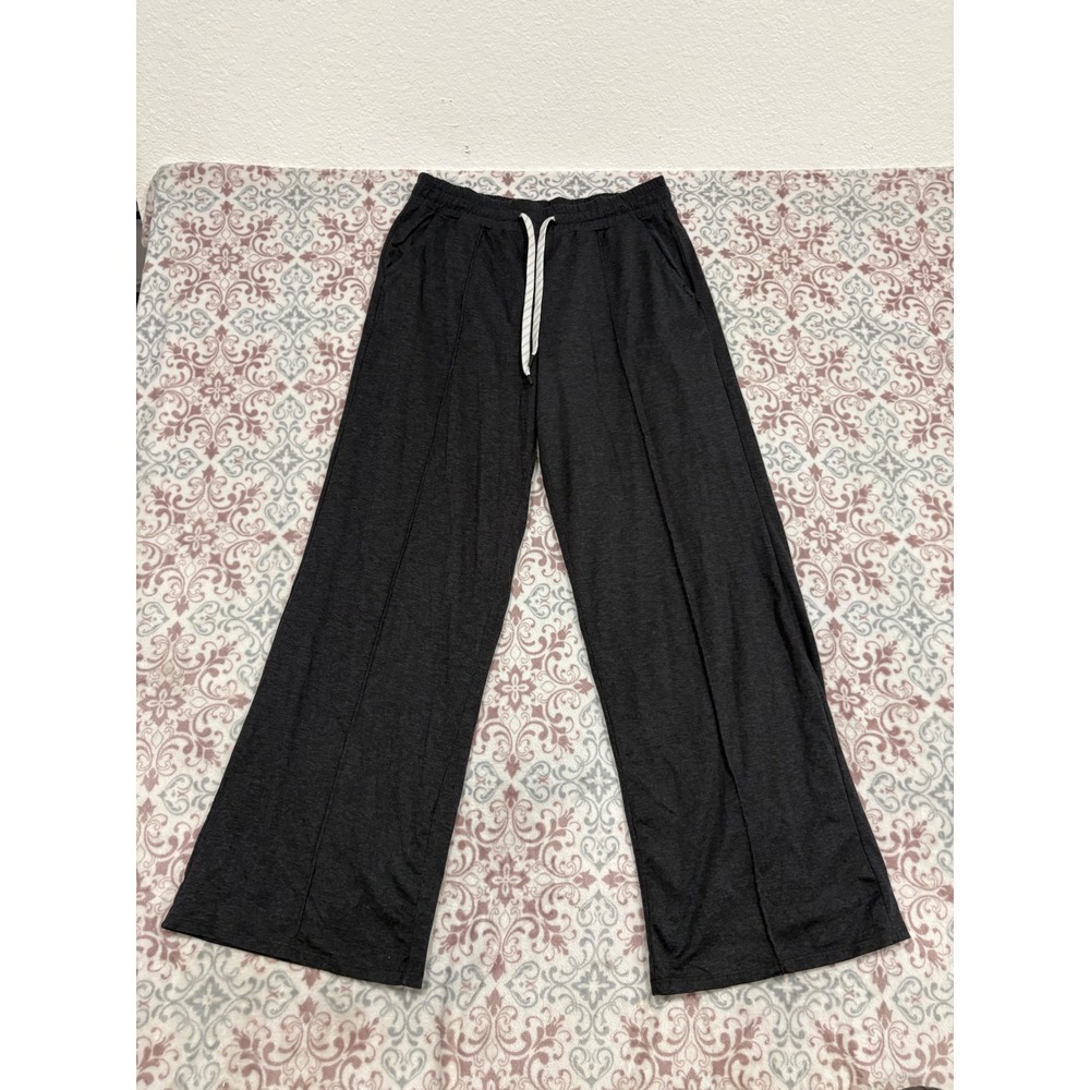 Kirkland Signature Womens Gray Wide Leg Pintuck Lounge Pants Medium 1711741